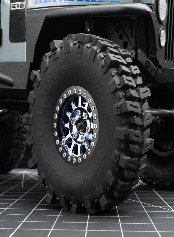 RCHUBAM 1.9" Beadlock Wheels SCX10 Aluminum 1.9 Beadlock Wheels Rims HxW 56.5 * 30mm Compatible with 1:10 RC Crawler Axial SCX10 TRX4 TRX6 SCX10 90046 Upgrades (Titanium + Black) - Image 4